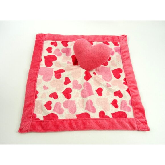 Jesse & Lulu Heart Lovey Pink White Baby Security Blanket 14in x 14in - Picture 2 of 7